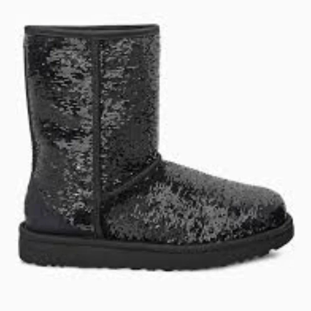 UGG Black Sequin Mid Rise Boots Size 6